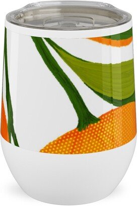 Travel Mugs: Tangerine Dreams - Orange On White Stainless Steel Travel Tumbler, 12Oz, Orange