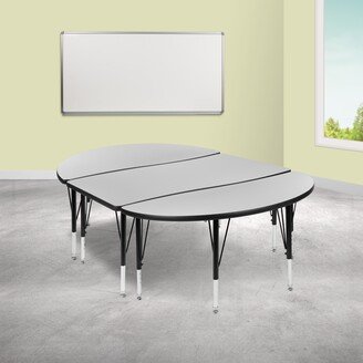 Lancaster Home 3 Piece 76 Oval Wave Flexible Grey Kids Adjustable Activity Table Set