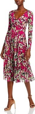 Erlissi Floral Print Pleated Midi Dress