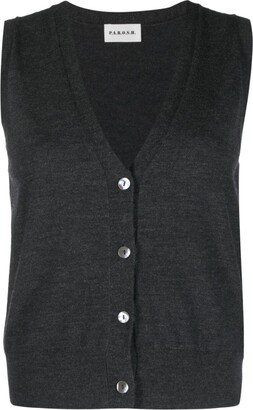 fine-knit V-neck vest