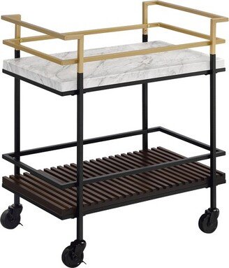Goodspring Faux Marble Top 2 Shelf Serving Cart Black/White - HOMES: Inside + Out