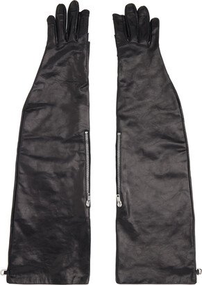 Black Zip Pocket Long Gloves