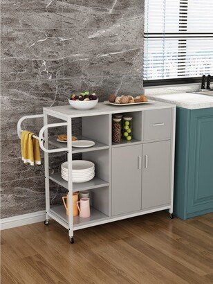 WELLFOR Modern Kitchen Storage Cart With Wheels