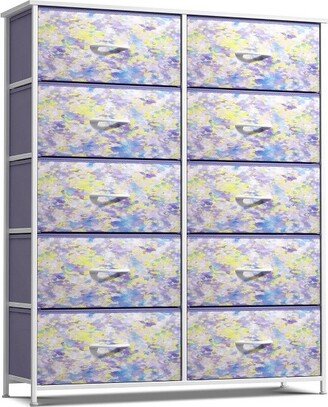 10 Drawer Storage Dresser - Yellow Purple