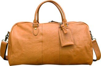 Touri Genuine Leather Duffle With Luggage Tag - Mustard