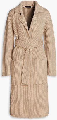 Ribbed cotton, wool and cashmere-blend coat