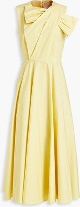 Bow-embellished cotton-poplin midi dress