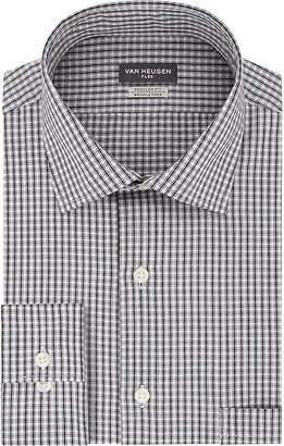 Men's Dress Shirt Regular Fit Flex Collar Check (Granite) Men's Long Sleeve Button Up