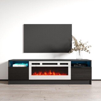 Meble Furniture Duke 01 WH-EF Electric Fireplace 63 TV Stand