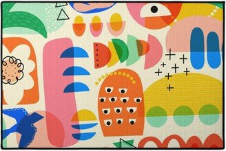 Door Mats: Abstract Shapes Modern Art Collage Door Mat, Multicolor