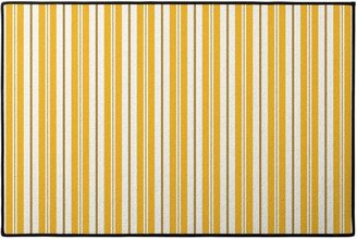 Door Mats: Gold White And Brown Stripes Door Mat, Yellow