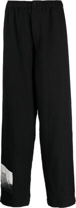 Graphic-Patch Wool Trousers