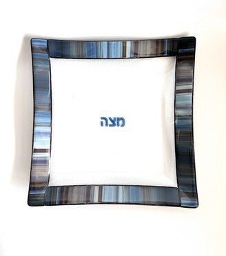 Matzah Plate - Passover Glass Matzoh Tray Jewish Wedding Gift Modern Pesach Centerpiece Holiday Judaica Made in Israel