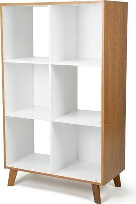 Morgan Mid-Century 6 Cube Kids' Toy Storage Organizer Wood/White