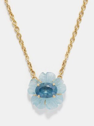 Tropical Flower Aquamarine & 18kt Gold Necklace