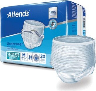 Attends Advanced Disposable Underwear Pull On with Tear Away Seams Medium, APP0720, Heavy, 20 Ct