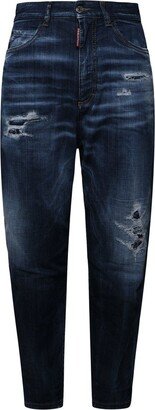 Distressed Logo Patch Jeans-AC