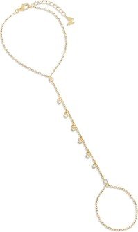 By Adina Eden Bezel Shaker Hand Chain Bracelet in 14K Gold Plated Sterling Silver