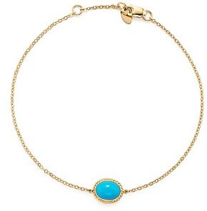 Oval Bezel Set Turquoise Chain Bracelet in 14K Yellow Gold - 100% Exclusive