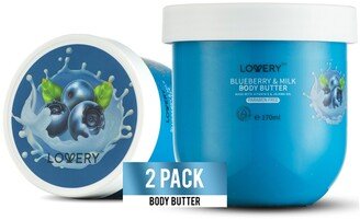 Lovery Blueberry Milk Whipped Body Butter, 2-Pack Body Care Set