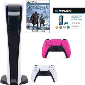 Playstation PS5 Digital Gow Console with Extra Pink Dualsense Controller and Skins Voucher