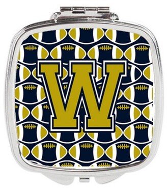 CJ1074-WSCM Letter W Football Blue & Gold Compact Mirror, 3 x 0.3 x 2.75 in.