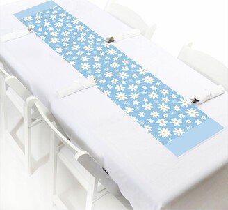 Big Dot Of Happiness Blue Daisy Flowers - Petite Floral Party Paper Table Runner - 12 x 60 inches