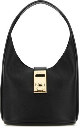 Logo Engraved Foldover Top Shoulder Bag