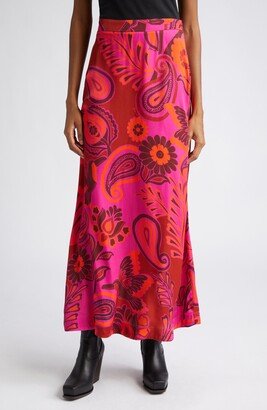 Bold Floral Satin Maxi Skirt