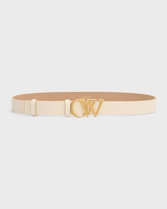 OW Initials Beige Leather Belt