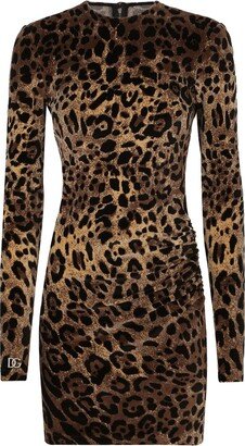 Logo-Plaque Leopard-Print Dress