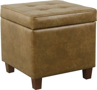 Square Tufted Faux Leather Storage Ottoman