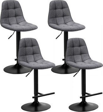 Set of 4 Adjustable Bar Stools Swivel Counter Height Linen Chairs with Back Gray