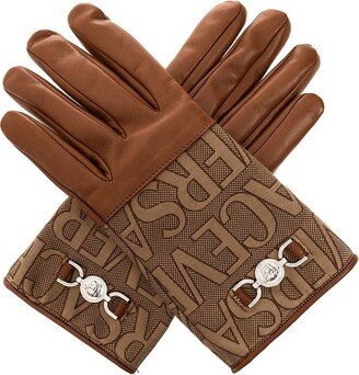 Medusa Head Motif Logo-Printed Gloves