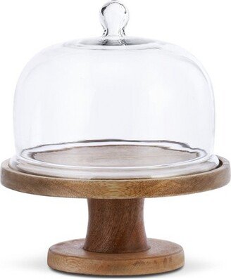 Cake Stand with Glass Cover Brown