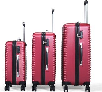 GREATPLANINC 3-Piece Expandable Suitcase with Code Lock, Spinner Carry-On Luggage with 8 Wheels, 20/24/28 Inches, Wine Red