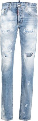 Distressed-Effect Straight-Leg Jeans-AC