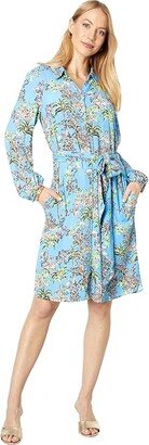 Bethanne Knee Length Dress (Blue Thistle Tiger Queen) Women's Clothing