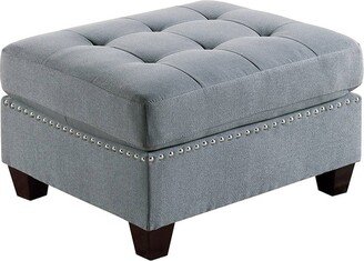 IGEMAN Nailhead Trim Cocktail Ottoman, Button Tufted Seat Sofa Stool, Padded with Cozy High-Density Foam Rest Stool
