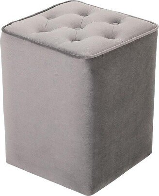 Tufted Square Velvet Ottoman Foot Stool - Grey