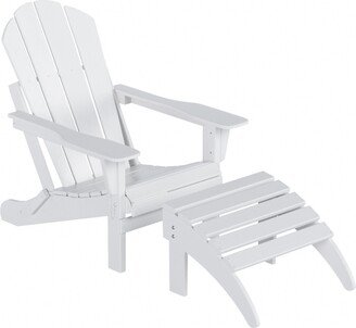 Westintrends Classic Folding Adirondack Chair with Footrest Ottoman Set