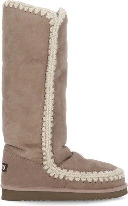 Contarst Stitched Knee-Length Boots