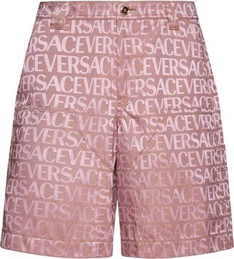 Allover-Jacquard High-Waist Bermuda Shorts