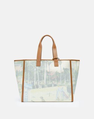 Postcards Jacquard Grained Calfskin Leather L Tote