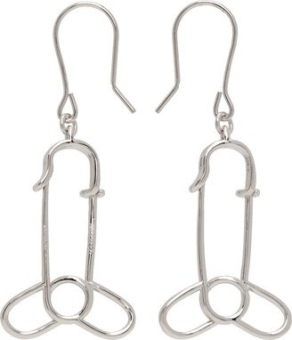 Silver Penis Pin Drop Earrings