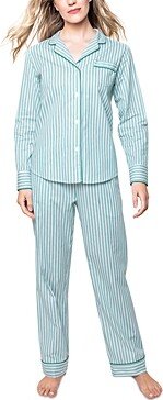 Cotton Emerald Ticking Pajama Set