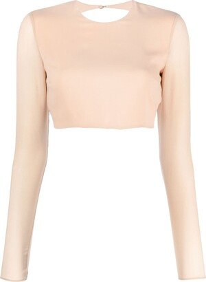 THE ANDAMANE Open-Back Silk-Blend Crop Top