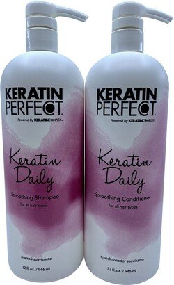 Keratin Perfect Keratin Daily Smoothing Shampoo & Conditioner All Types 32 OZ