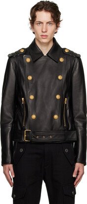 Black Double-Breasted Leather Jacket