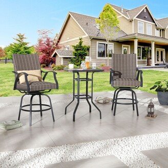 Patio Festival 3-Piece Outdoor Bar Height Bistro Set with Cushions